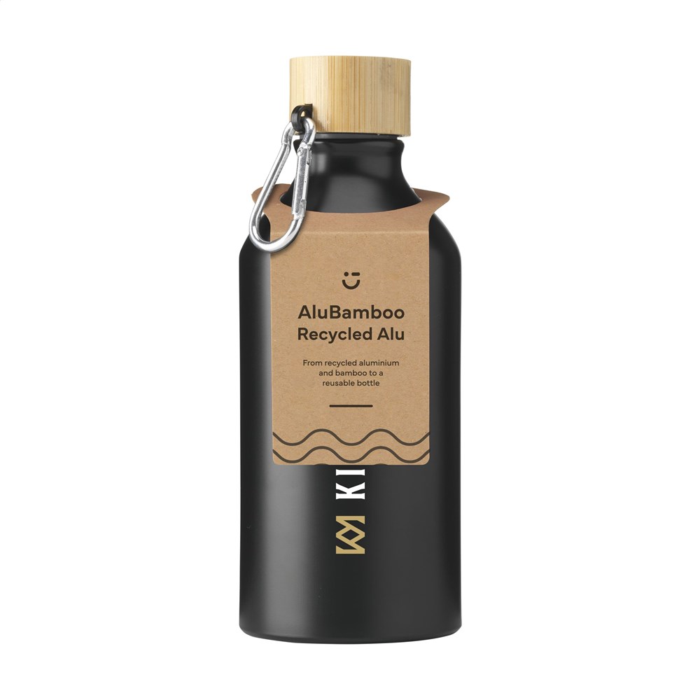 AluBamboo GRS Recycled Alu 500 ml water bottle - black