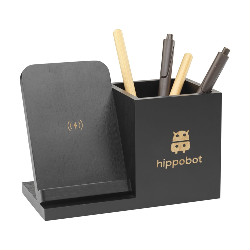 Bamboo Boss 15W charger/pen holder - black